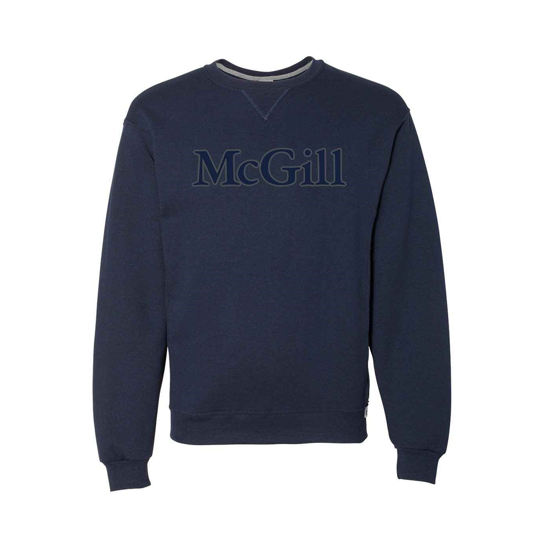 Crewneck sweatshirt featuring an embroidered tone on tone McGill logo for a minimalist look