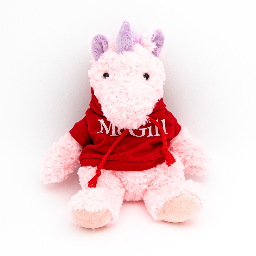 McGill Red Hoodie Cuddle Buddy Unicorn-Pink