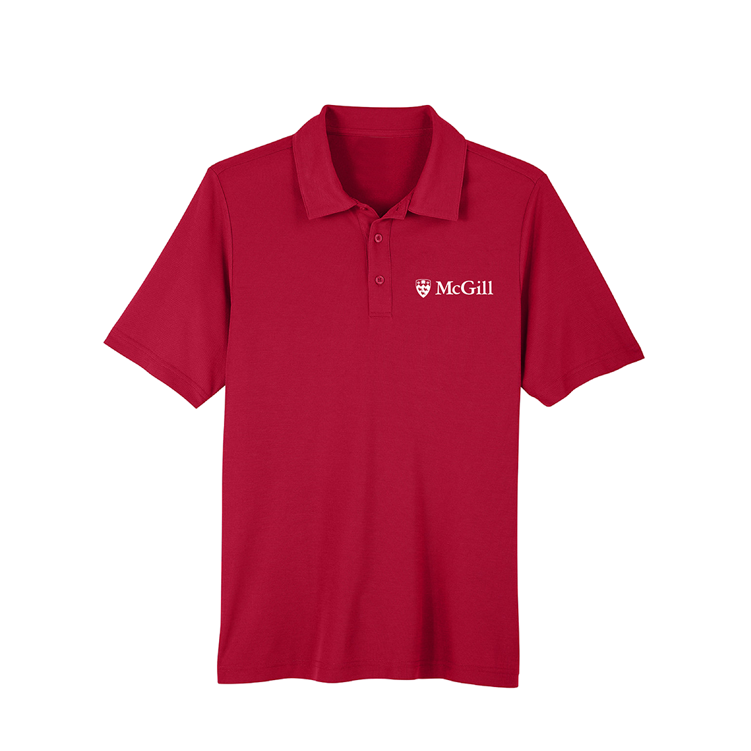 UNISEX – A classic polo shirt perfect for the golf course or everyday wear. This style combines a soft, cotton-feel performance fabric with moisture wicking and antimicrobial properties. Features dyed to match buttons and built in collar stays, as well as side vents for increased breathability. Complete with an embroidered left chest McGill logo