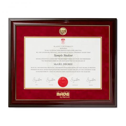 McGill Limited Edition Bicentennial Mahogany Diploma Frame