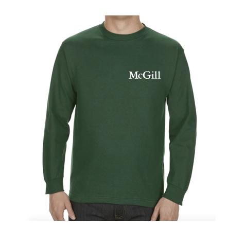 This unisex long sleeve crew neck tee is made from high quality cotton and features the McGill wordmark printed in white on the left chest. It has cuffed sleeves and a relaxed fit for a comfy, laidback look.