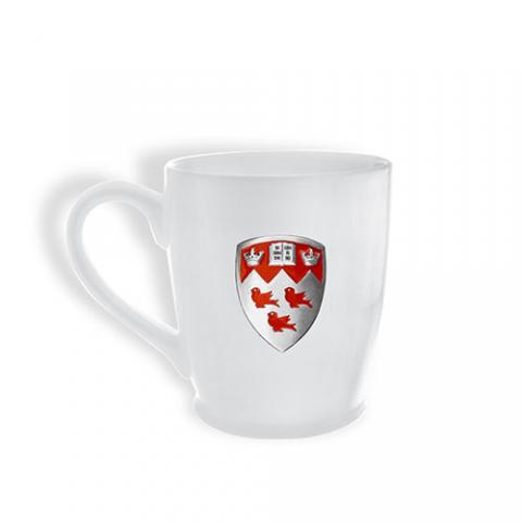 McGill Bistro Mug with Pewter Crest White