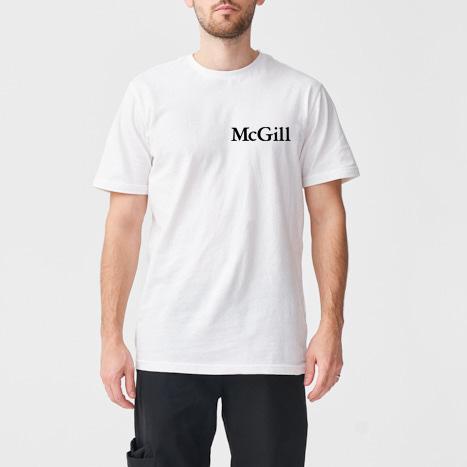 This classic McGill unisex t-shirt is made from a super soft and stretchy jersey.  It has a streamlined fit and features the University's wordmark printed on the left chest. The perfect basic to add to your wardrobe