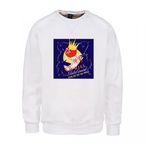 CREWNECK SWEATSHIRT IN WHITE FEATURING A VINTAGE MCGILL CARNIVAL PRINT